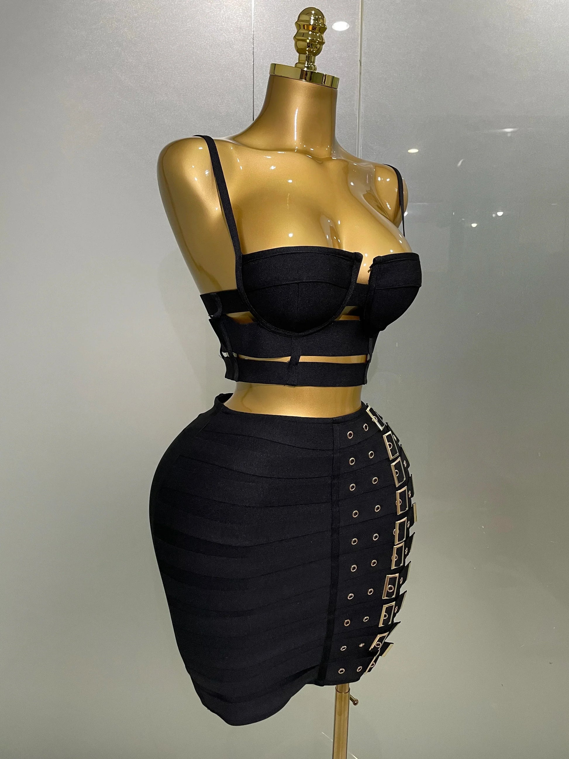 Women Sexy Bandage Tops Fashion Pencil Skirts Set Nightclub Party Celebrate Women's Set