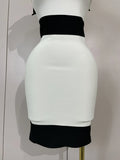 Sexy Bow Tie Black White Patchwork Bodycon Bandage Dress Women Celebrity Elegant Evening Club Party Birthday Dresses