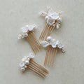 Bridal Jewelry Imitation Pearl Hair Comb Pin Porcelain Flower Head Piece Brides Gold Silver Color Hairpin Wedding Accessories