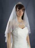 Two-Tier Fingertip Length Hand-Beaded Bridal Veil Wedding Accessory: A Touch of Sparkle and Sophistication for Your Special Day