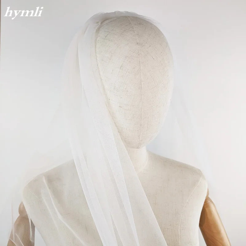 Simple Wedding Veil Ivory Soft Tulle, Single Tier Rounded Edge with Metal Comb