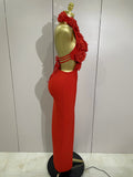 Women Celebrity Sexy Halter Backless Flower Long Bandage Bodycon Dress Luxury Birthday Dress Elegant Evening Party Outfit