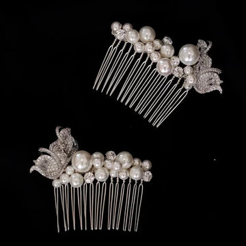 Wedding Accessories Silver Color Hair Comb Butterfly Hairpins Bride Women Pearl Rhinestones Head Pieces Headdress Bridal Jewelry a