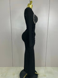Sexy Luxury Sparkly Beading Bandage Long Sleeve Bodycon Dress Women Celebrity Party Elegant Evening Club Pary Dresses