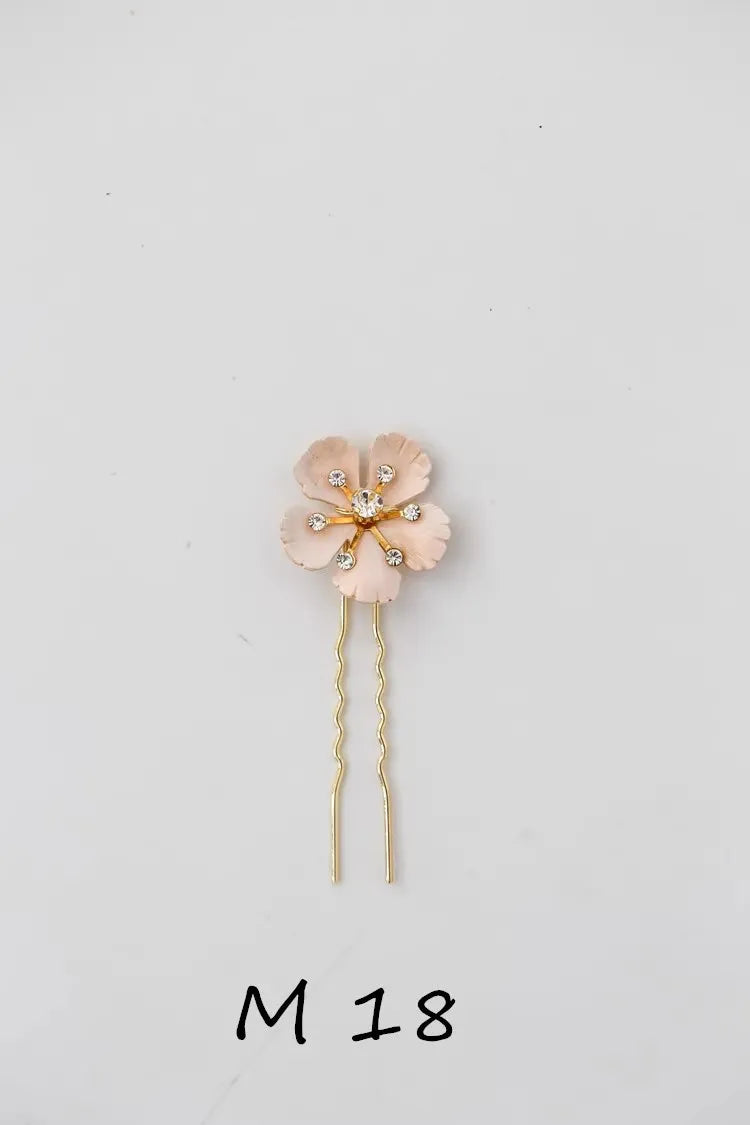 Flower Hair Comb Pin Clip Leaf Head Piece For Brides Bridesmaids Gold Color Hairpins Bridal Jewelry Wedding Accessories M18