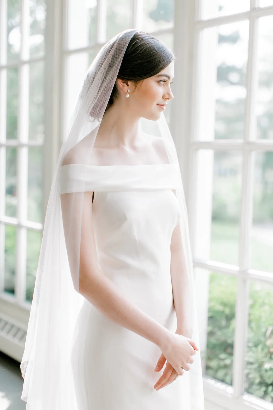 Cathedral Veil with Blusher, Soft Net Long Wedding Veil, Cathedral Drop Veil