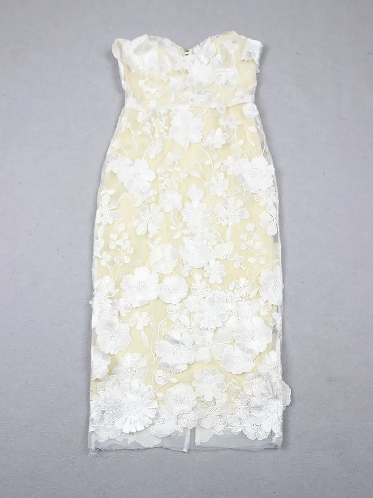 Sexy Women's Wear Heavy Industry Sequin Sheer Dress Strapless Sleeveless Bodycon Midi Dress Cocktail Evening Party Vestidos