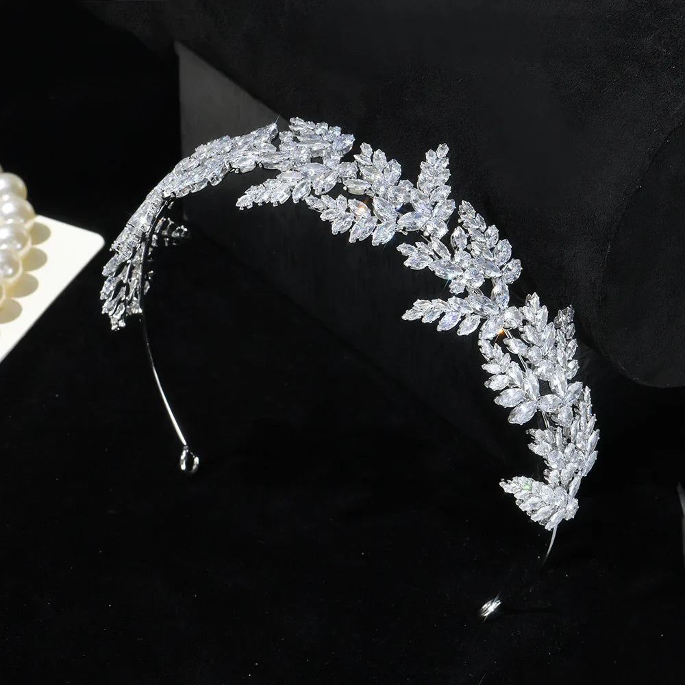 AAA Zircon Tiaras and Crowns Cubic Zirconia Headband For Brides Women CZ Headpiece Bridal Jewelry Wedding Hair Accessories a