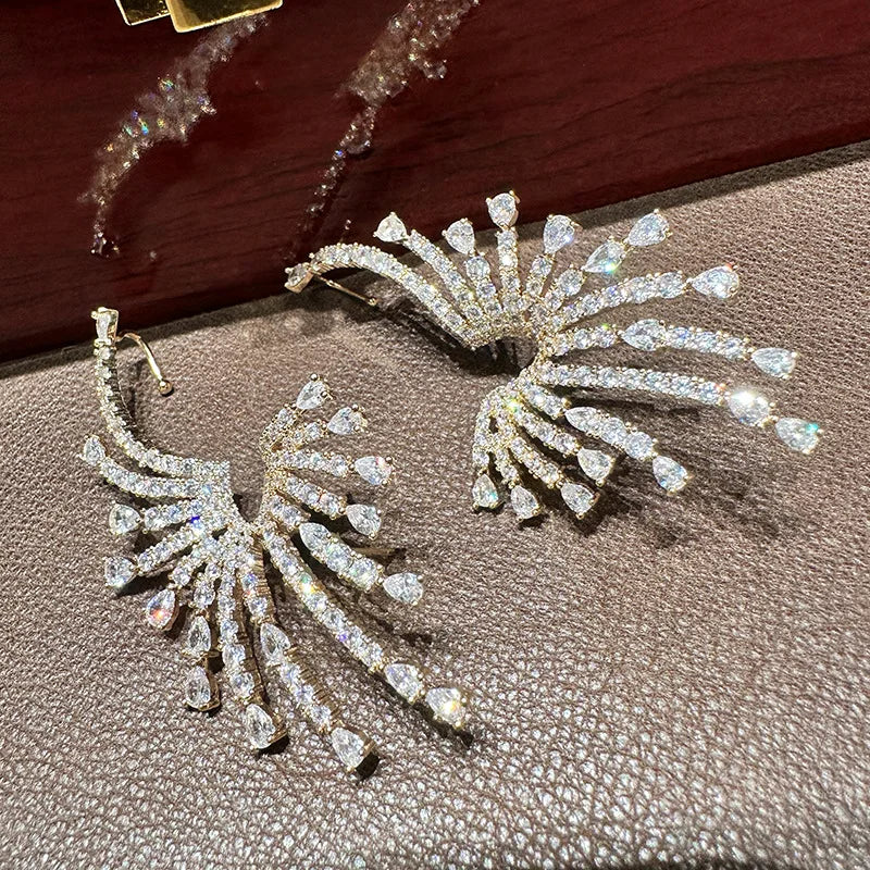 High Quality AAA Zircon Bridal Earrings Gold Color Cubic Zirconia Wedding Earring Brides Women Accessories Birthday Gift Jewelry