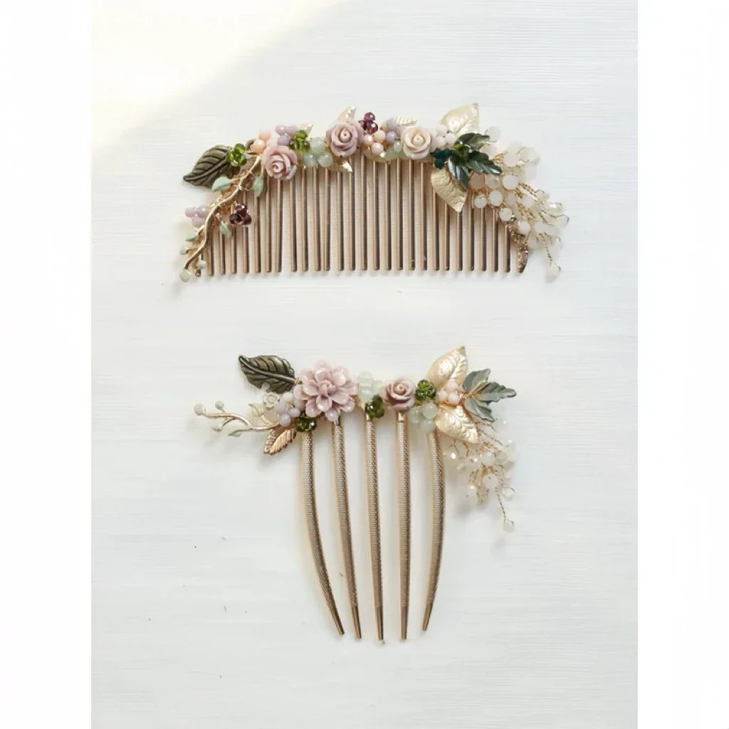 Vintage Gold Color Hair Comb Pin Flower Leaf Hairpin For Brides Bridesmaids Headpieces Wedding Accessories Bridal Hair Jewelry