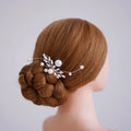 Rhinestones Pearl Hair Pin Clip Leaf Hairpin For Brides Women Gold Silver Color Head Piece Wedding Accessories Bridal Jewelry silver color