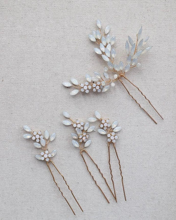 Flower Hair Clip Pin Vintage Gold Silver Color Head Piece For Brides Bridesmaids Opal Hairpin Wedding Accessories Bridal Jewelry b gold color