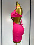Women Luxury Sexy Backless Cut Out Bow Tie Mini Bodycon Bandage Dress Celebirty Elegant Evening Party Birthday Dresses