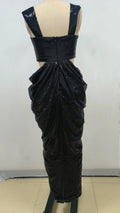 Shinning Black Sequins Women Sleeveless Sexy Square Collar Bodycon Long Dress Nightclub Party Celebrate Singer Stage Wear