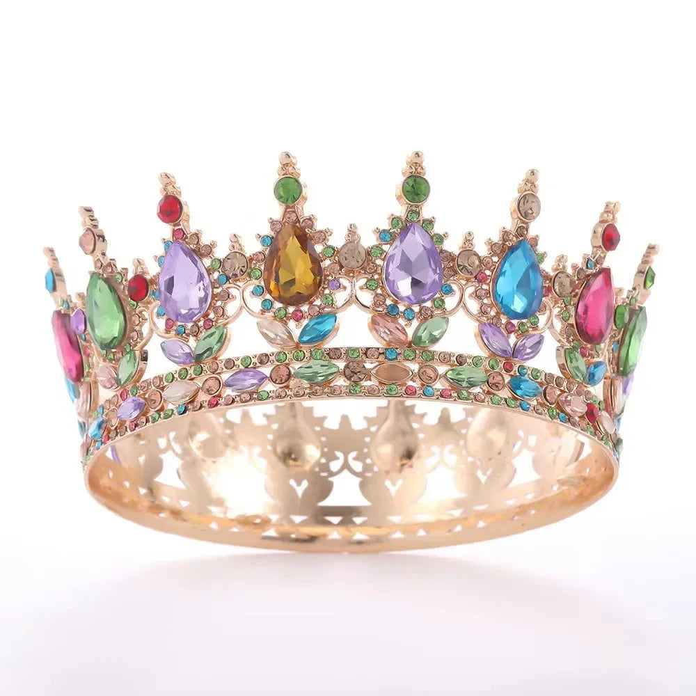 Princess Queen Crowns For Women Wedding Bridal Headdress Baroque Round Tiaras Crowns For Pageant Birthday Party Hair Jewelry as pic