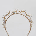 Vintage Gold Color Headband Headpiece Leaf Tiara Crown For Bride Women Crystal Headdress Wedding Accessories Bridal Hair Jewelry