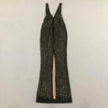 Black Bows Shining Sequin Sexy V-Neck Sleeveless Mesh See Through Long Dress Fashion Woman Evening Dress Celebrity Party Outfit