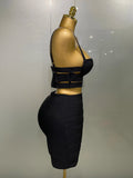 Women Sexy Bandage Tops Fashion Pencil Skirts Set Nightclub Party Celebrate Women's Set
