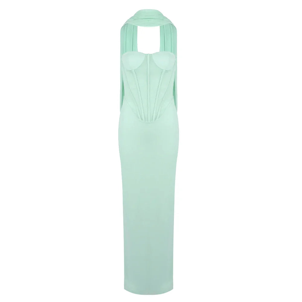 High Quality Women Sexy Strapless Backless Bodycon Long Dress Runway Celebrate Girls' Vacation Birthday Outfit Vestido SKY BLUE