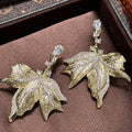Gold Color AAA Zircon Bridal Earrings Leaf CZ Cubic Zirconia Wedding Earring For Bride Women Accessories Jewelry Birthday Gift a