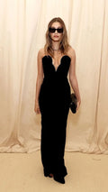 Celebrity Red Carpet Dress Black Color Women Sexy Strapless Bodycon Long Dress Rayon Bandage Elegant Evening Party Outfit