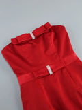 New Arrival Women Sexy Strapless Bow Bodycon Mid-calf Dress Celebrate Birthday Party Date Cocktail Outfit High Quality