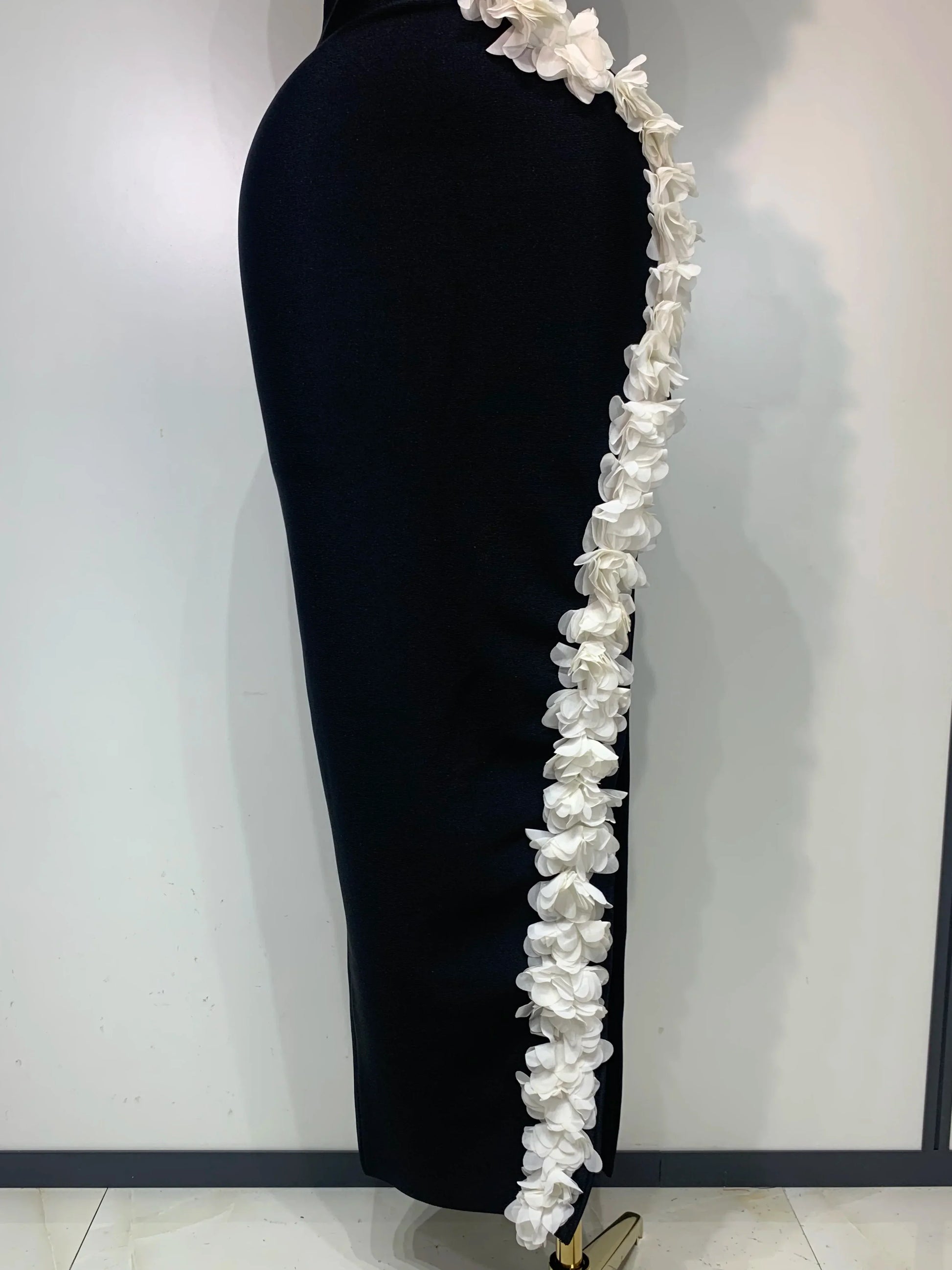 Women Sexy O Neck Flower Cut Out Maxi Long Bodycon Bandage Dress Celebrity Elegant Evening Club Party Birthday Dress