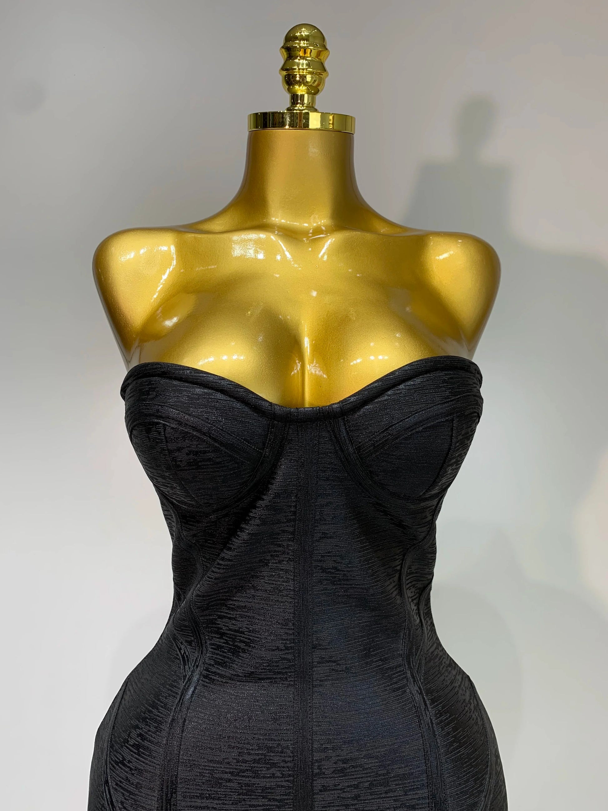 New Women Sexy Strapless Black Foil Color Bodycon Bandage Dress Fashion Celebrate Evening Party Luxury Birthday Dresses