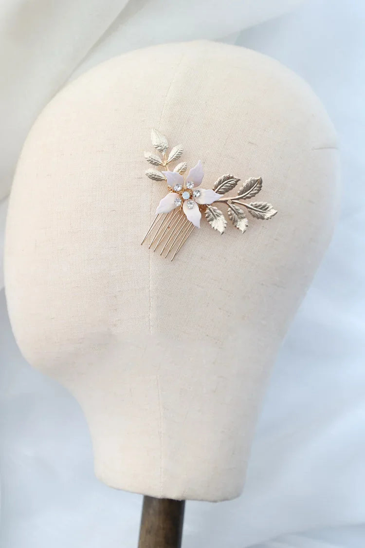 Wedding Accessories Gold Color Flower Hair Comb Pin Clip Crystal Hairpins For Brides Bridesmaids Leaf Head pieces Bridal Jewelry b