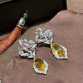 Luxury Yellow Zircon Bridal Earrings CZ Cubic Zirconia Wedding Earring For Brides Accessories Women Party Dinner Dress Jewelry
