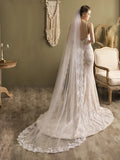 1 Layer Lace Wedding Veil Chapel Bridal Accessories Ivory Long Bride Veil Light Ivory