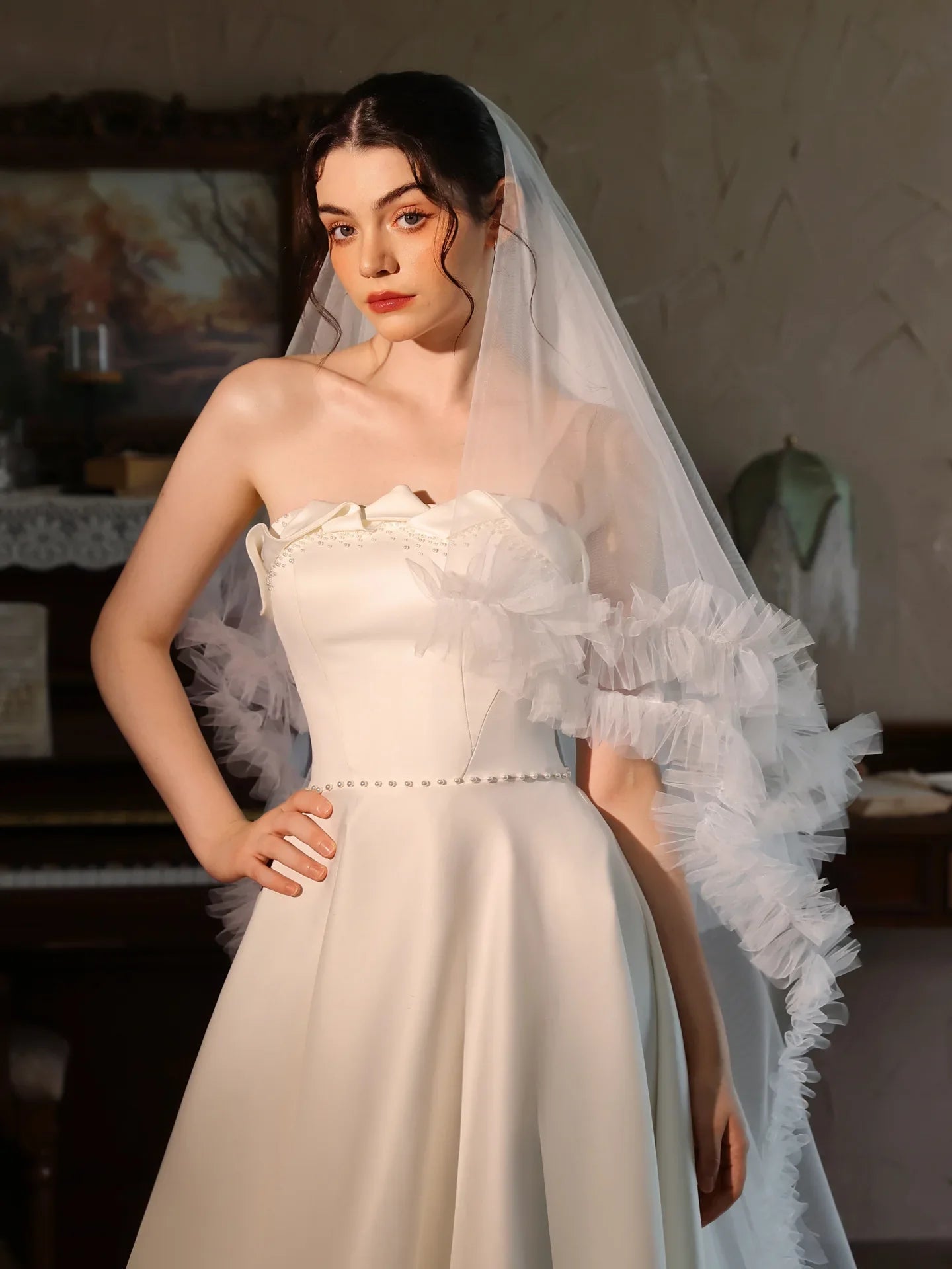 230cm White Bridal Veil Lace Wedding Veils For Brides Evening Dinner Party Dress Women Girl Gifts Hair Accessories Jewelry