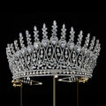 Big Large AAA Zircon Tiara Crown Zirconia Headpiece For Brides Princess Queen Headband Wedding Hair Accessories Bridal Jewelry silver color