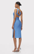 Skyblue Color Women Sleeveless Sexy One Shoulder Bodycon Long Bandage Dress Elegant Evening Party Celebrate Outfit