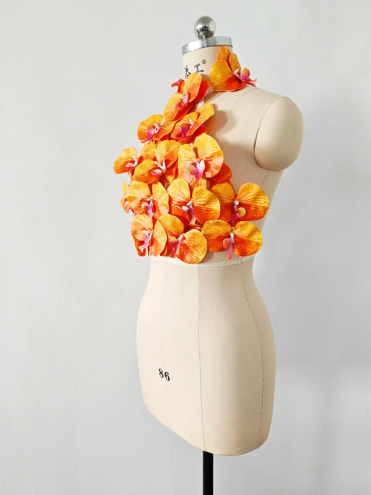 Orange Color Women Sexy Florals Backless Bodycon Tops Celebrate Nightclub Party Bar Dancer DJ Performance Costume