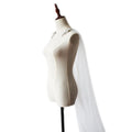 Soft Bridal Cape Veil with Diamond Appliques on Shoulder Wedding Cloak Elegant Bridal Accessory White