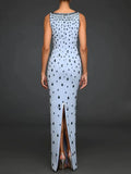 Arrival Women Sleeveless Sexy O-Neck Shinning Crystal Bodycon Long Dress Elegant Evening Party Graduation Season Outfit