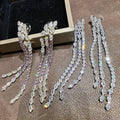 Luxury Long AAA Zircon Bridal Earrings CZ Cubic Zirconia Wedding Earring For Bride Women Accessories Birthday Gift Jewelry