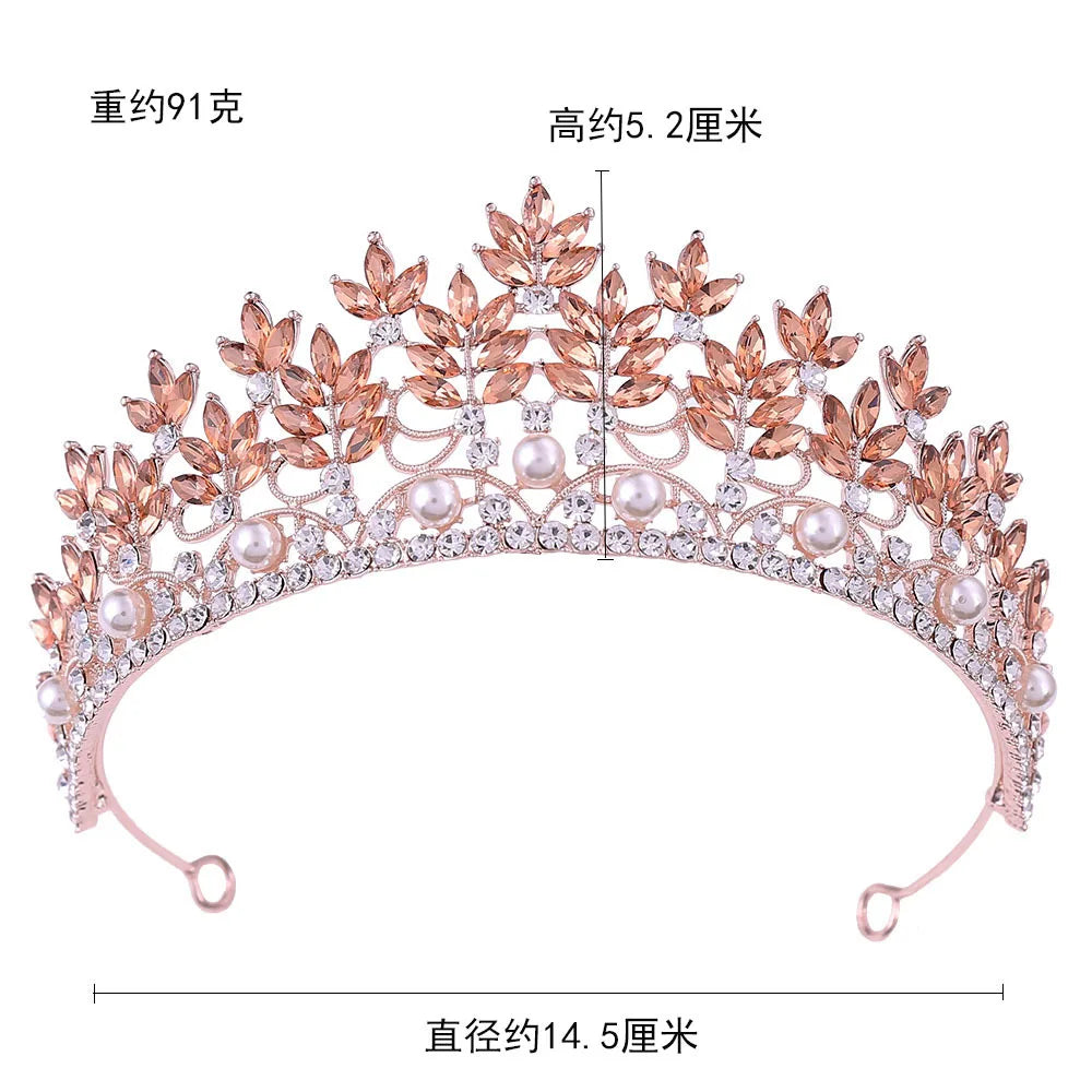 Baroque Crowns And Tiaras For Wedding Bride Hair Accessories Pearl Crystal Princess Queen Bridal Tiara Crown For Women Headdress