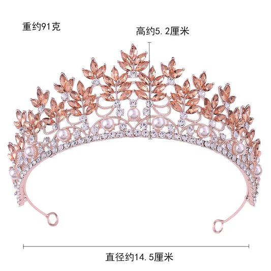 Baroque Crowns And Tiaras For Wedding Bride Hair Accessories Pearl Crystal Princess Queen Bridal Tiara Crown For Women Headdress