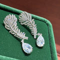 AAA Zircon Bridal Earrings Feather Cubic Zirconia Wedding Earring For Bride Bridesmaids Accessories Women Birthday Gifts Jewelry A
