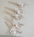 Porcelain Flower Hair Pins Clips Opal Head Pieces Gold Silver Color Hairpins For Brides Women Bridal Jewelry Wedding Accessories