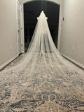 Cathedral Wedding Veil White Off-White Champagne Ivory Colors Minimalistic Design with Metal Comb