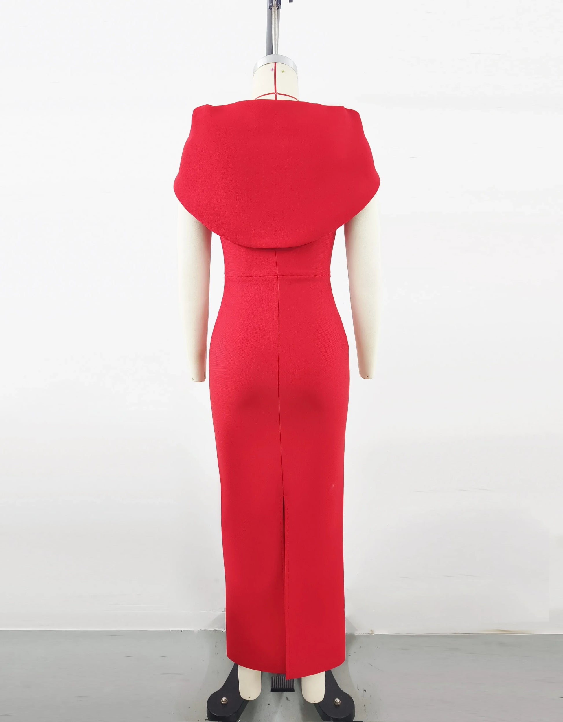 Top Quality Red Color Women Sexy Short Sleeve Square Collar Bodycon Long Bandage Dress Elegant Evening Party Wedding Wear