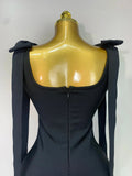 Women Celebrity Sexy Sparly Diamonds Black Mini Bodycon Bandage Dress Elegant Evening Party Luxury Birthday Dresses