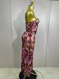 Sexy Strapless Floral Sequin Long Dress Women Sequins Flower Backless Long Slim Dress Evening Party Runway Gown Dress