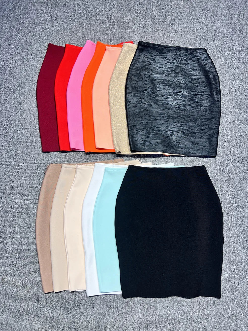 2024 New Women's Bandage Skirt Fashion Versatile Solid Color Tight Mini Skirt Black Red Orange Khaki White Pink Bandage Skirt