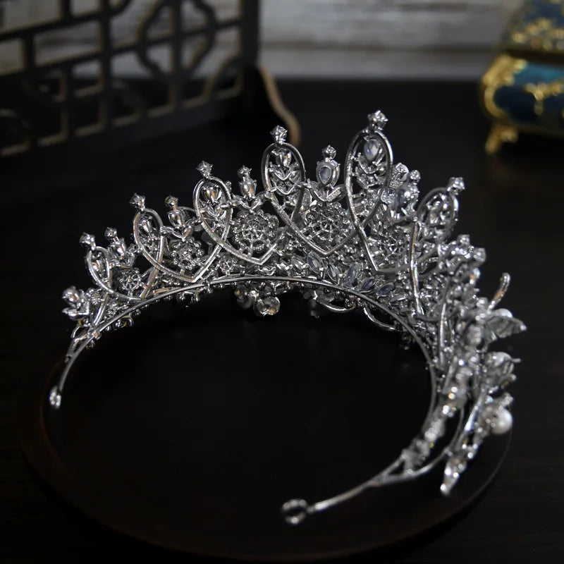 Baroque Wedding Crowns For Bride Luxury Crystal Pearl Queen Bridal Crown Tiara For Pageant Women Wedding Hair Jewerly Headdress