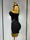 Sparkly Rhinestones Chain Bodycon Strapless Mini Bandage Dress Women Backless Luxury Birthday Evening Party Club Dresses