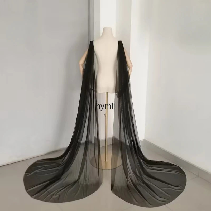 Wings Wedding Accessories Black Bridal Cape Veils Chapel Length
